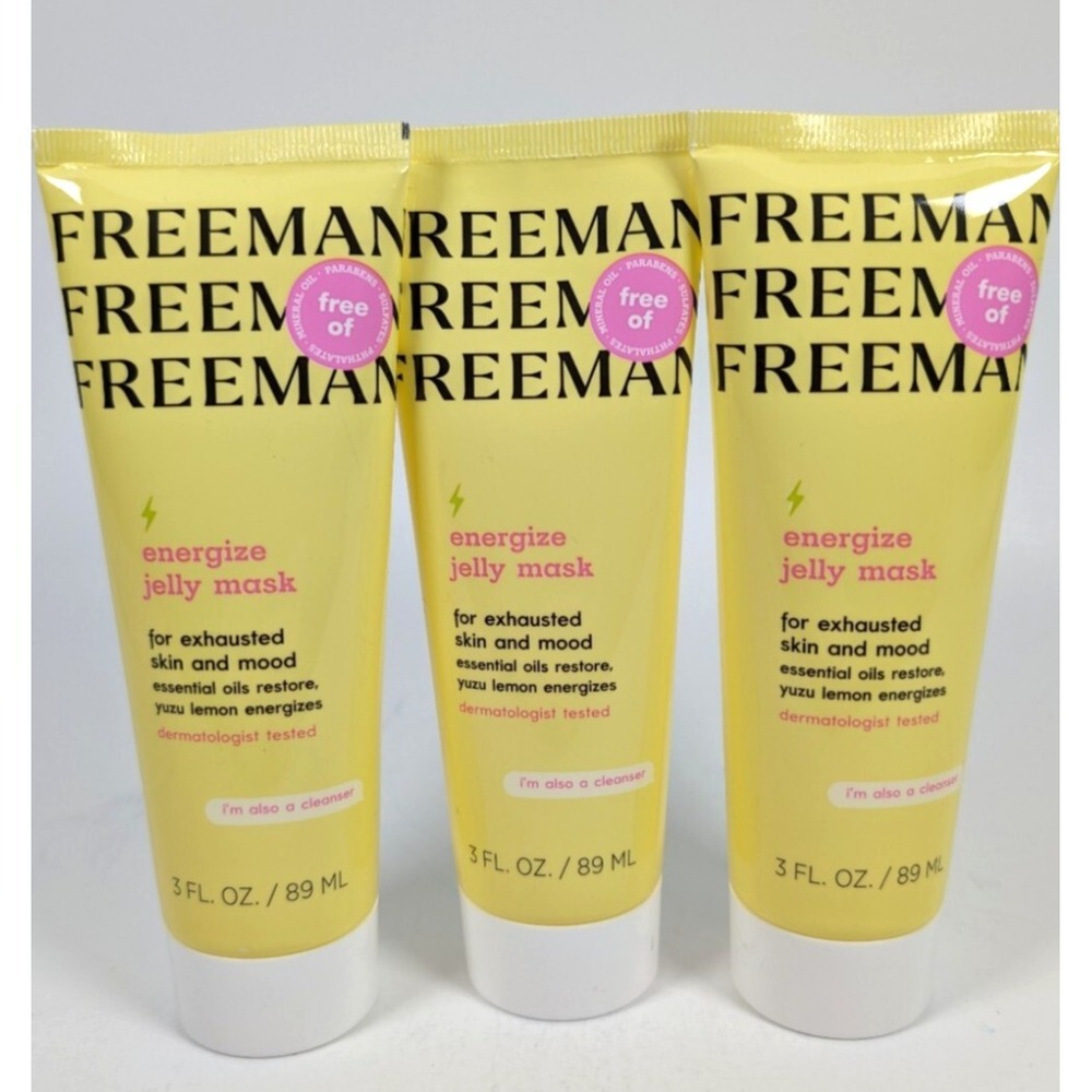 Freeman Energize Jelly Mask & Cleanser 3‎ Pack 3 fl oz For Exhausted Skin & Mood